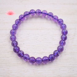 Bracelet Améthyste 1 perles rondes 8mm