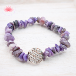 Pulsera Charoíta barroca con Flor de vida