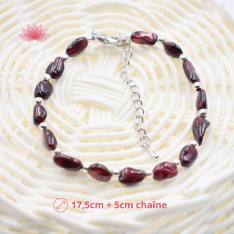 Pulsera perlas irregulares Granate y plata 2