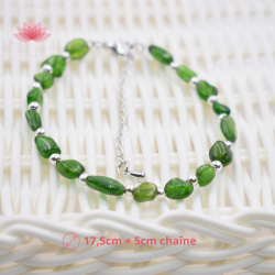 Bracelet  perles irregulières Diopside et argent 2