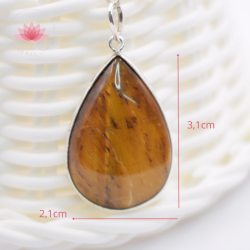 Pendentif goutte Oeil de Tigre et argent 1