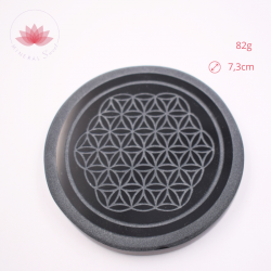 Obsidienne noire gravée Fleur de vie