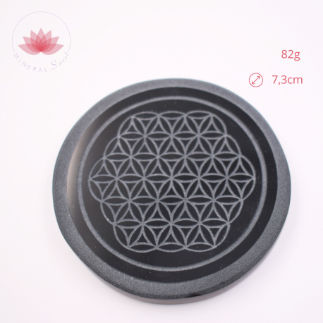 Obsidiana negra grabada Flor de Vida