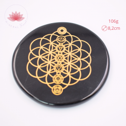 Obsidiana negra grabada 7 chakras dorado