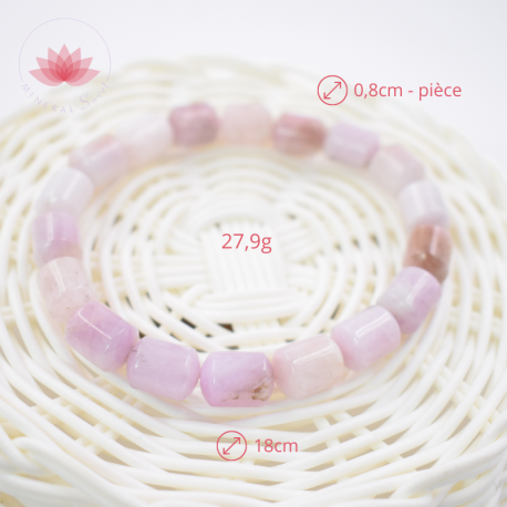 Kunzita pulsera perlas cilíndricas 1
