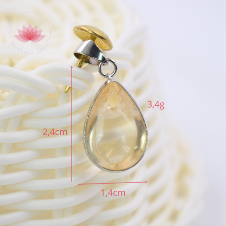 Pendentif Citrine goutte et argent 4