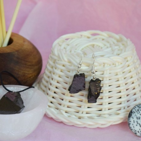 Pendientes Shungit cristal bruta 1