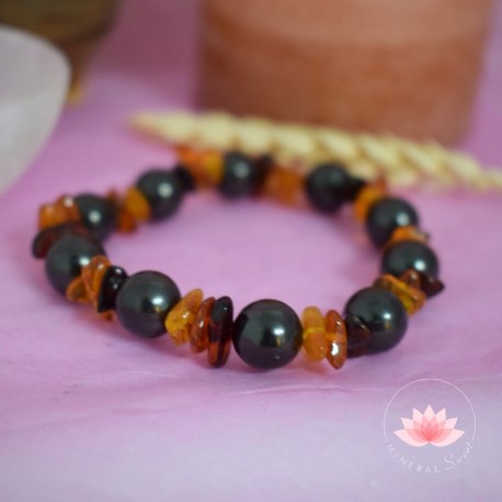 Pulsera shungit y ámbar 1
