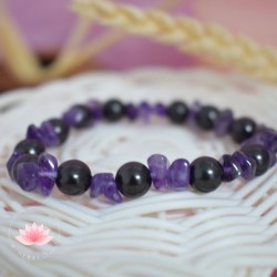 Bracelet Shungite et Améthyste baroque