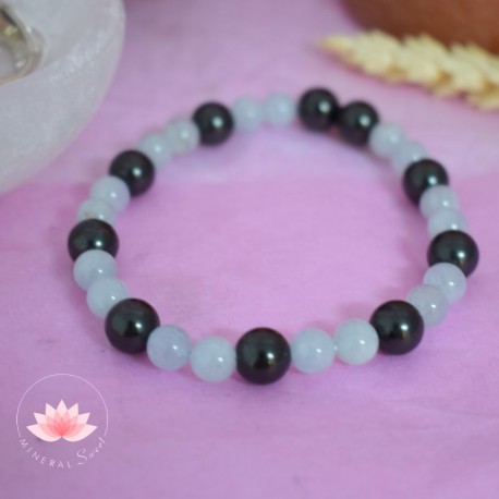 Bracelet Shungite et Aigue Marine