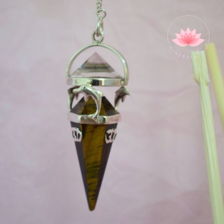 Pendule Oeil de Tigre serti argent