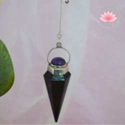 Pendule Shungite pointe 6 faces et gemme