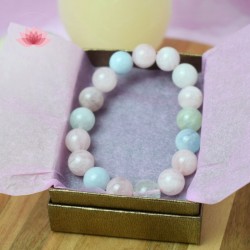 Bracelet Aigue-marine et Morganite  12mm