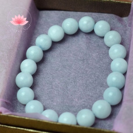 Bracelet Aigue-Marine Perles rondes 9mm