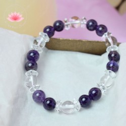Pulsera amatista y cristal de roca
